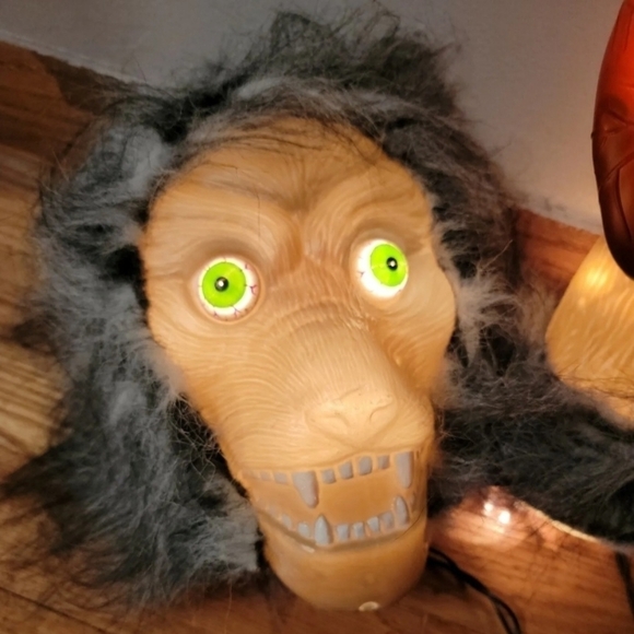 Vintage All Hallow\'s Eve Lighted Werewolf Blow Mold Arm Beating Heart Halloween